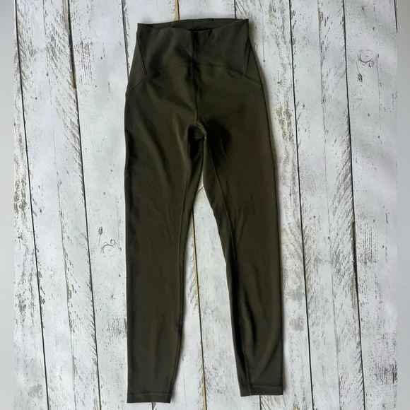 Lulu Green High Waist Leggings size 2 olive green - Picture 1 of 7